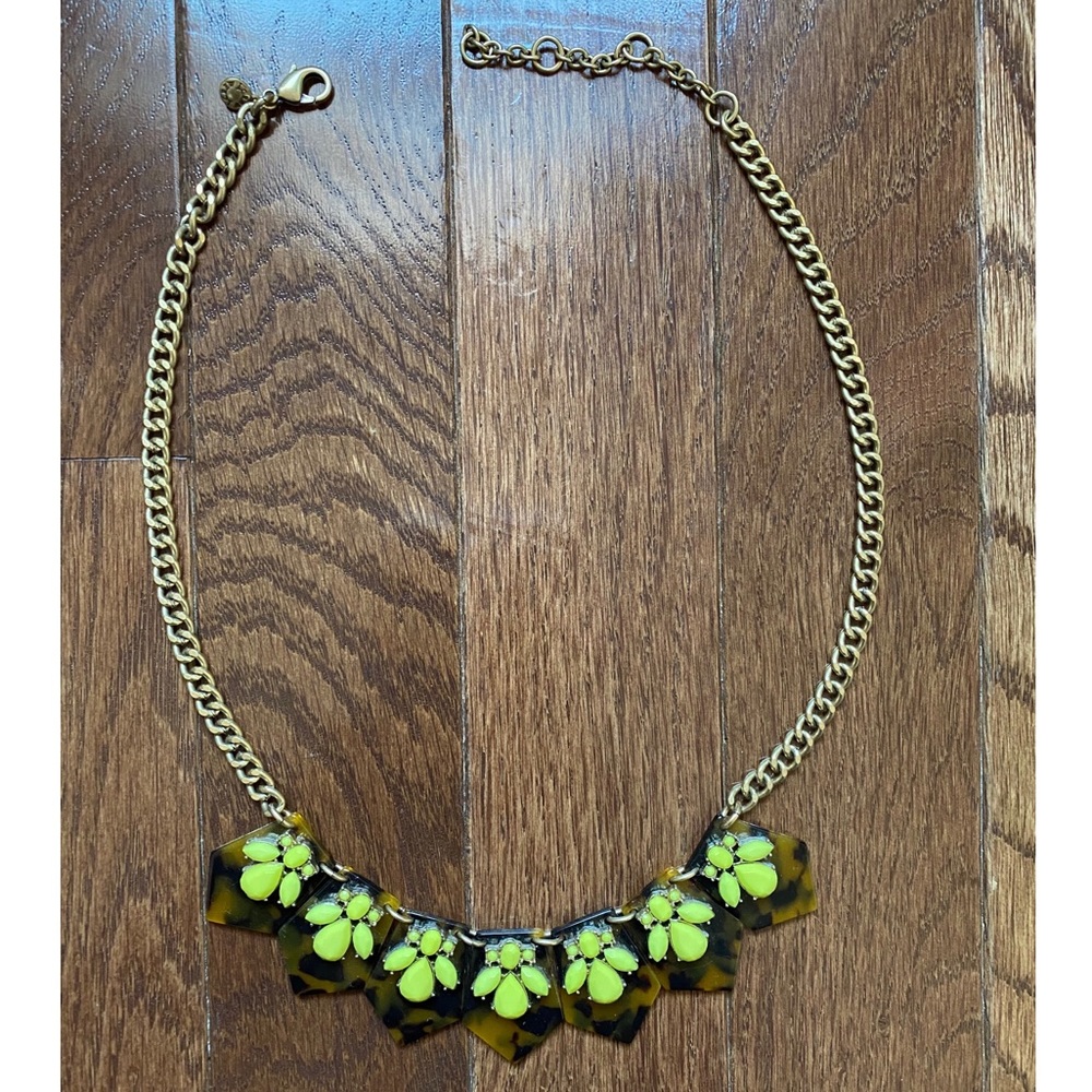 J. Crew Tortoise & Neon Green Necklace